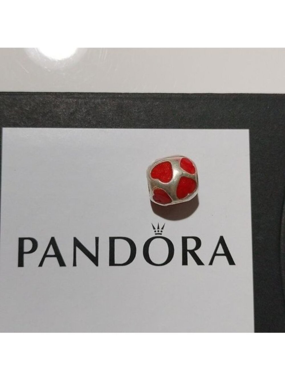 Pandora Retired Sterling Silver Love You Red Enamel Bead - 790543EN17
